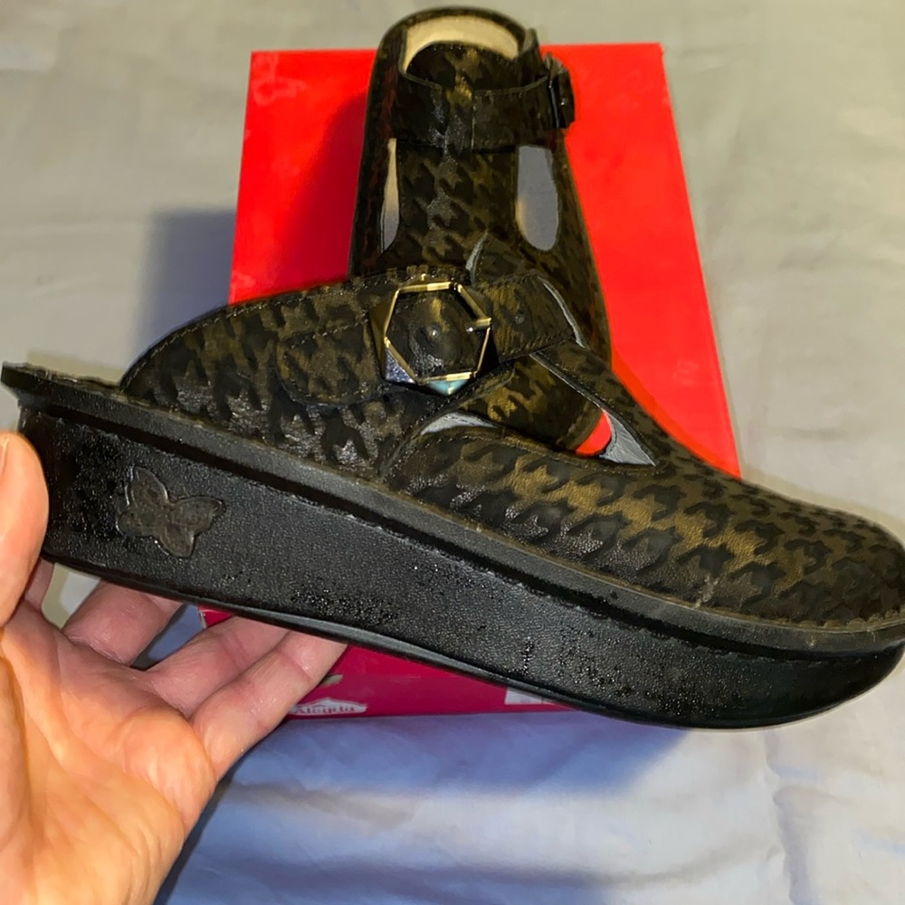 ALEGRIA Classis Clog in Black Houndstooth Maxi sz 36 EUC